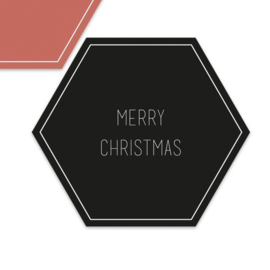 Merry Christmas hexagon  | 55mm merry christmas (zwart)