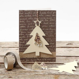 Kerstboom label lichtbruin / taupe