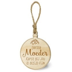 Houten kerstbal - liefste moeder