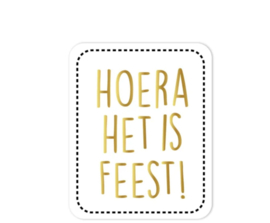 Sticker hoera het is feest! | 25 mm x 85 mm