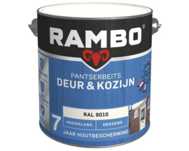 Rambo Pantserbeits Deur en Kozijn Dekkend Hoogglans RAL 9010 - 2,5 Liter