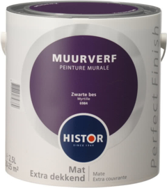 Histor Perfect Finish Muurverf Mat - Zwarte bes 6984 - 2,5 Liter