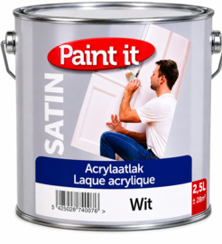 Paint it Satin Acrylaatlak - 2,5 Liter - Alle kleuren leverbaar - Voor binnen en buiten