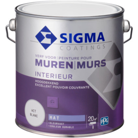 Sigma Muurverf Mat - wit - 10 liter