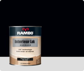 RAMBO INTERIEUR - VLOER LAK DEKKEND ZIJDEGLANS - Diepzwart RAL 9005 - 0,75 liter