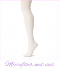 Footed Microfiber Ultra Strong & Soft White Ballet Tights