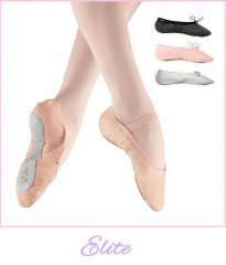 Elite Ballet Shoes Leather full sole with pre-attached elite pink Elastics