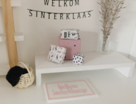 Feestdagen | Sinterklaas | deurmat | wit + roze | welkom sinterklaas