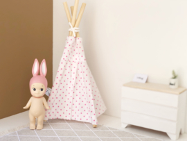 Mini-Tipi 18cm | wit met fuchsia dots