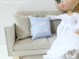 1:6 | Pillows | 8 x 8 cm | Happy Birthday blue