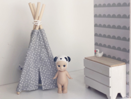 Mini-Tipi 18cm | grijs met dots