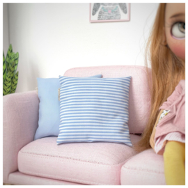 1:6 | Pillows | 8 x 8 cm | striped light blue