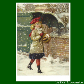 kaart meisje in de sneeuw