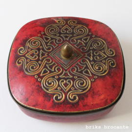 blik / koektrommel rood met goud