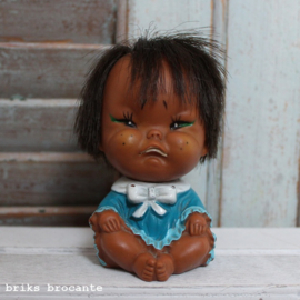 vintage emotiepopje - pruilen - blauw
