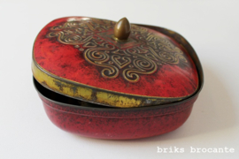 blik / koektrommel rood met goud