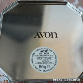 Avon soft musk body talc - art deco