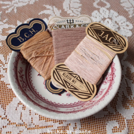 set vintage garenkaartjes - oud roze