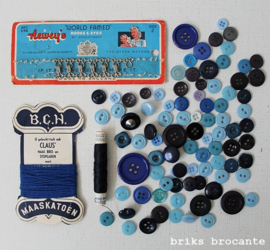 set vintage fournituren - blauw