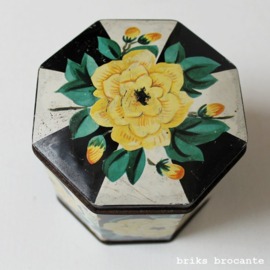 blikje achtkantig - gele bloemen