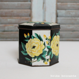 blikje achtkantig - gele bloemen