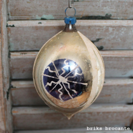 oude kerstbal zilver - blauw