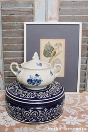blik / koektrommel donkerblauw met engeltjes