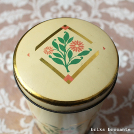 blik zachtgeel  met bloemen