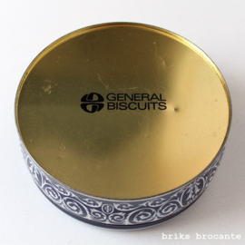 blik / koektrommel blauw-wit met engeltjes