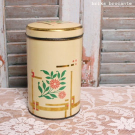 blik zachtgeel  met bloemen