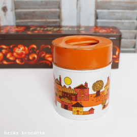 blikje oranje huisjes