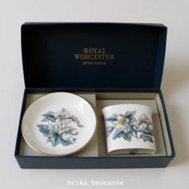 Royal Worcester giftset - snuisterij-schaaltje en houder