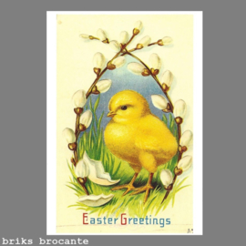 kaart pasen - Easter Greetings - geel kuiken
