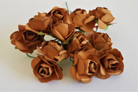 Paper Rose 1,5 cm - Bruin (set 12 stuks)