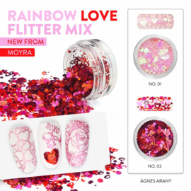 Moyra Nail art Glitter Mix Rainbow Love nr 1 PINK