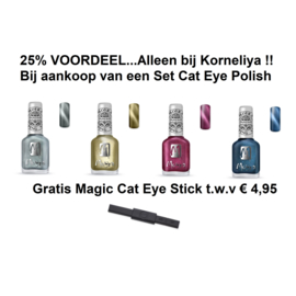 Moyra Stamping Nail Polish 12ml SET met 4 Flesjes CAT EYE POLISH + Magic Magneet Stick