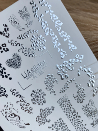 Waterdecal DeLuxe 188 – Silver Wild Waterdecal Nail Stickers Leopard Print