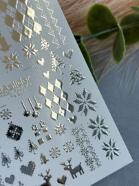 Waterdecal DeLuxe 204 – Nordic Winter Waterdecal Nail Stickers Silver