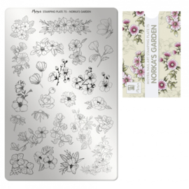 Moyra Stamping Plate 75 NORKA'S GARDEN + Try On Sheet