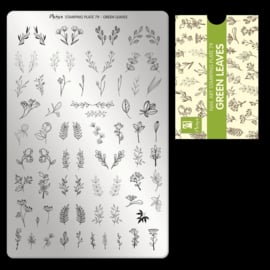 Moyra Stamping Plate 79 Green LEAVES + Gratis Try On Sheet