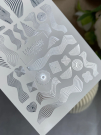 Waterdecal DeLuxe 242 – Silver Flow Waterdecal Nail Stickers Liquid Metal Silver