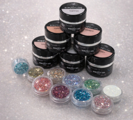 2 BOB FIBER Gel + 3 gratis HOLO Glitter naar keuze