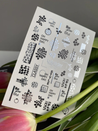 Waterdecal DeLuxe 467 – Silver Classy Waterdecal Nail Stickers Black & Silver