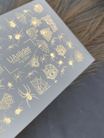 UA Slider Folie Decal Fg 56 Golden Spider – Waterdecal Nail Stickers met gouden details