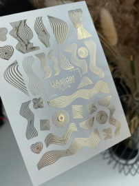 Waterdecal DeLuxe 078 – Golden Flow Waterdecal Nail Stickers Liquid Metal Gold