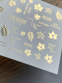 UA Slider Folie Decal Fg 173 Autumn Leaves- Waterdecal Nail Stickers met gouden details