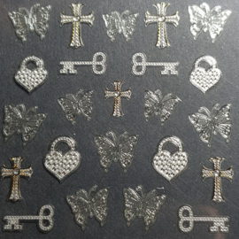 Korneliya 3D Nail Jewels - NJ10 Keys and Cross
