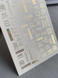 UA Slider Folie Decal Fg 226 Golden Words - Waterdecal Nail Stickers met gouden details