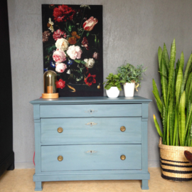 Antieke Empire ladekast / ladekast / commode"Denim" blauw