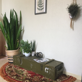 Vintage retro brocante oude legerkist legergroen